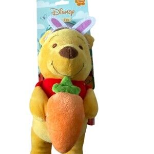 Disney Winnie the Pooh Easter Bunny Ears Plush Dog Toy Carrot Squeaker